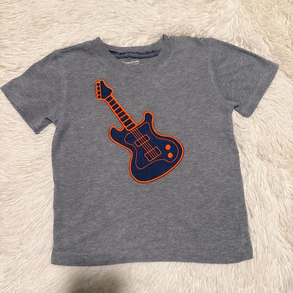 Kids Gray T-Shirt with Orange Guitar Design